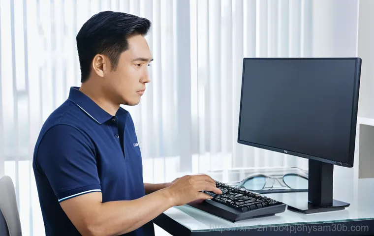 도봉동 컴퓨터 desktop 출장방문수리점 - **Prompt:** A person (late 30s, East Asian, wearing comfortable home attire) sitting at a cluttered ...