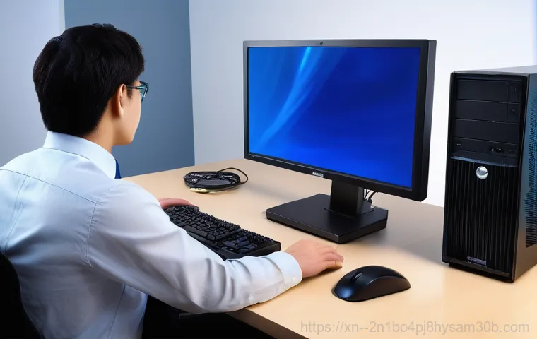 양천구 그래픽카드조립 및 교체수리 - A person, dressed in casual yet stylish attire, sitting at a modern desk, intensely focused on a com...