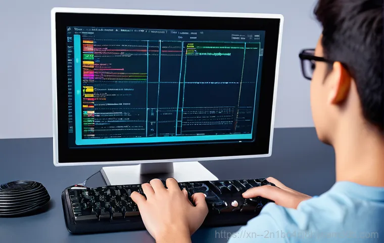 설문동 STATUS_DISK_WRITE_FAILURE - **Prompt 1 (Initial Panic):** A young adult, with a look of distress and frustration, sits at a desk...