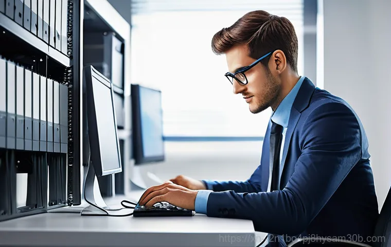 설문동 STATUS_DISK_WRITE_FAILURE - **Prompt 2 (Troubleshooting & Diagnosis):** A focused young individual, wearing a comfortable but ne...