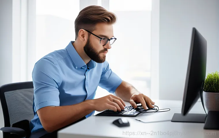 인헌동 워크스테이션출장방문수리점 - A professional, tech-savvy individual, male or female, in their late 20s to early 40s, sits at a mod...