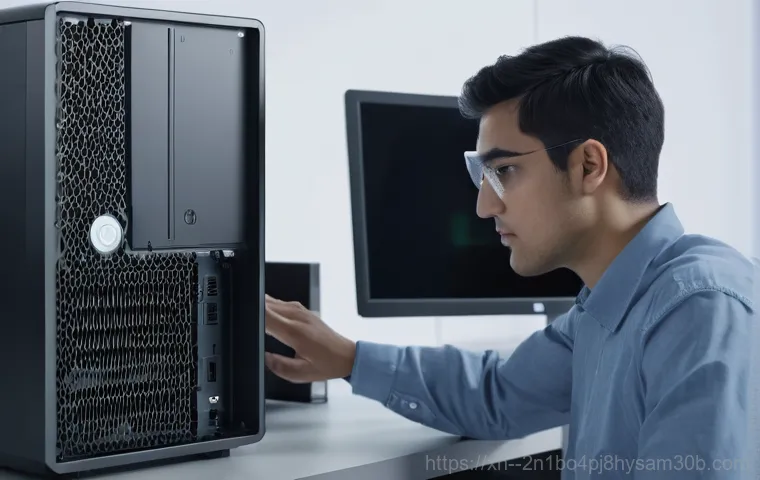 서림동 STATUS_KERNEL_DEVICE_ERROR - A pair of hands, possibly wearing anti-static gloves, carefully inspecting the internal components o...