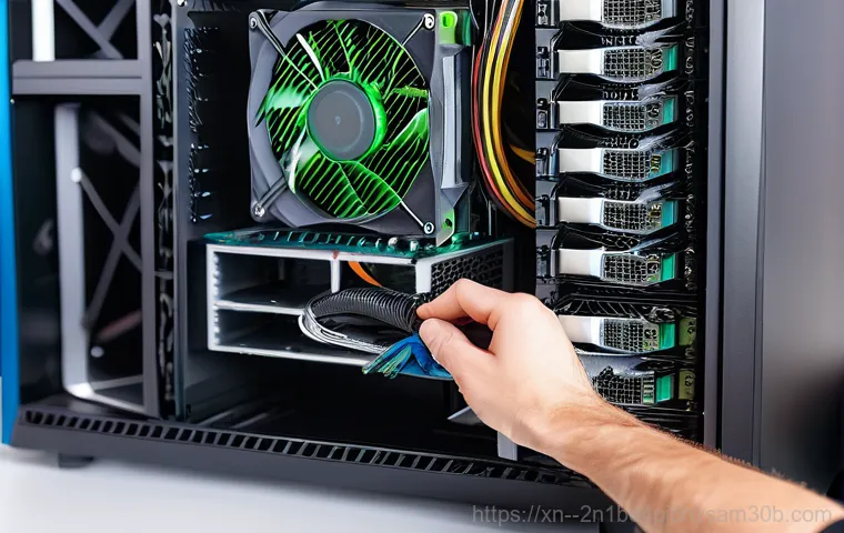 율현동 쿨러조립 및 교체수리 - A vibrant, side-by-side comparison of two modern computer builds inside transparent PC cases. On the...
