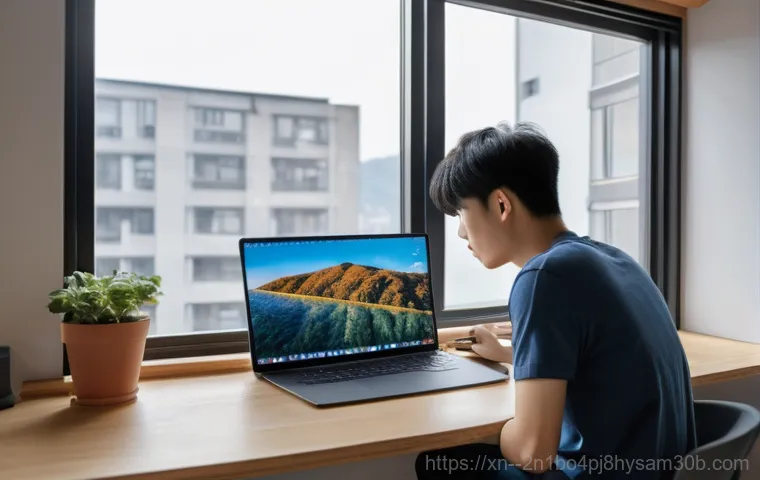 중화동 절전모드 - A skilled computer technician, wearing a clean blue polo shirt with a subtle company logo, meticulou...