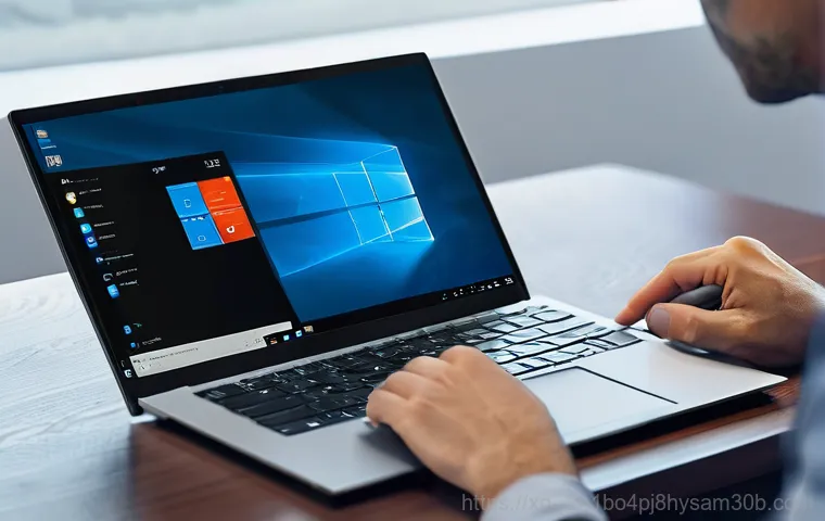 홍파동 윈도우11 windows11 재설치 포맷  초기화 - A close-up of a young adult, looking frustrated and stressed, with their face illuminated by the glo...