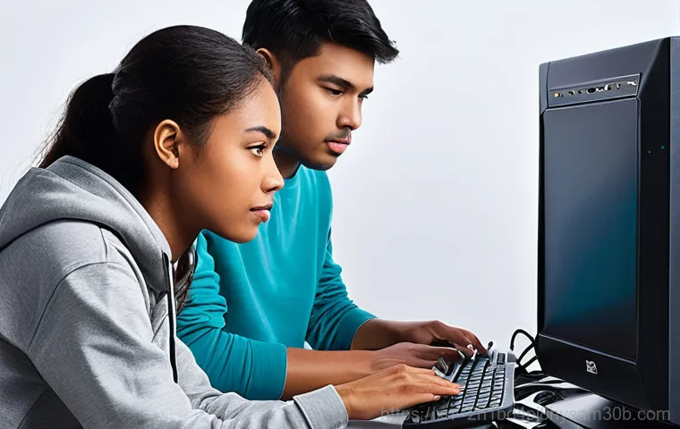 월계동 IO_DEVICE_ERROR - **Prompt:** A young adult, looking visibly frustrated, sits at a modern desk with a computer monitor...