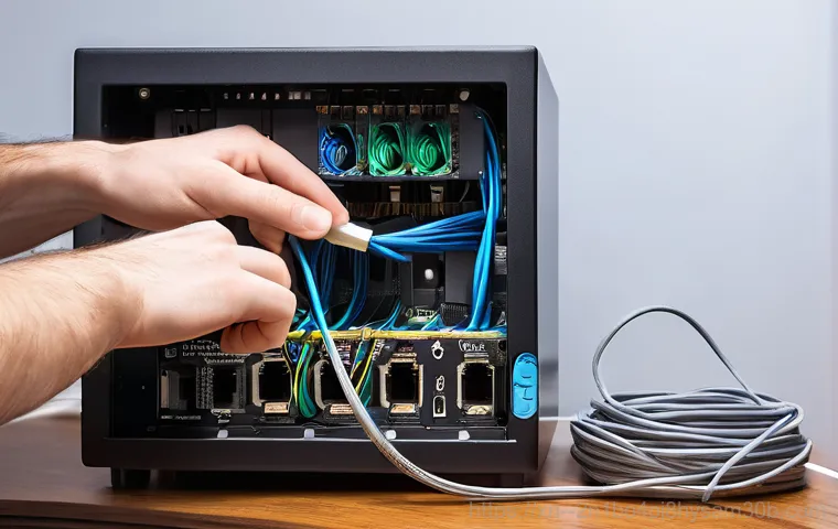 신촌동 케이블연결확인 - A split conceptual image contrasting two types of internet connections. On the left, a sleek, modern...
