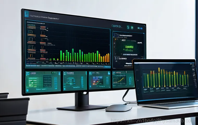 신설동 USER_MODE_HEALTH_MONITOR - A highly detailed, futuristic control room with a lone, focused system administrator in their late 2...