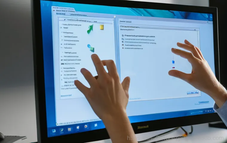 공항동 DRIVER_PORTION_MUST_BE_NONPAGED - A person, looking slightly frustrated and perplexed, sits in front of a computer monitor displaying ...