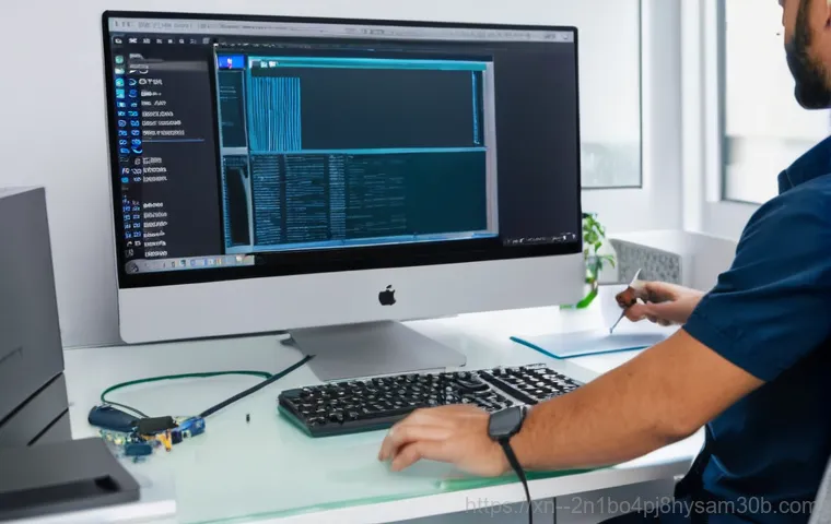 고덕동 하드조립 및 교체수리 - A dynamic split image showcasing the dramatic improvement of a computer. On the left side, an older,...