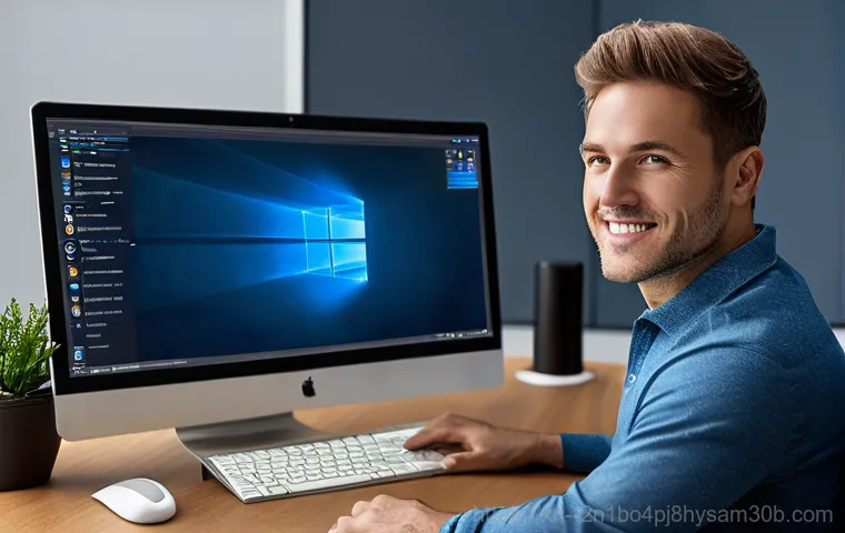 교남동 pc복구중 - A concerned adult, mid-30s, gazes at their laptop screen which displays an empty file folder icon or...