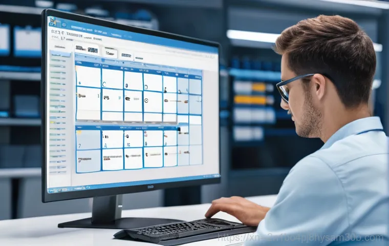 아현동 POOL_CORRUPTION_IN_FILE_AREA - A detailed shot of a person, hands gently manipulating a RAM stick within an open desktop computer c...