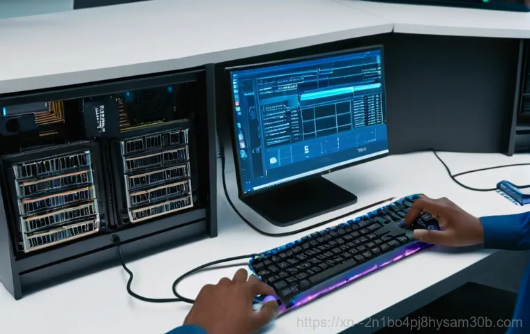 보라매동 STATUS_KERNEL_MODULE_INVALID - A sleek, modern computer monitor dominates the foreground, displaying a vivid blue screen with the p...