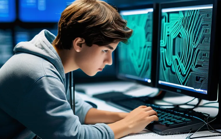 개봉동 STATUS_ILLEGAL_INSTRUCTION - **Digital Ghost of Error**
    A young adult, gender-neutral, sits at a desk in a dimly lit, slightl...