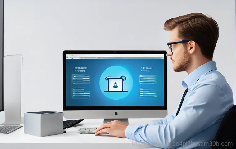 주교동 NTFS_FILE_SYSTEM - A person, appearing focused and determined, is seated at a well-lit desk, intently gazing at a compu...