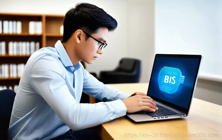 산천동 ACPI_BIOS_ERROR - **Prompt: "A person, clearly exasperated, sitting at a modern desk in a home office setting. Their g...