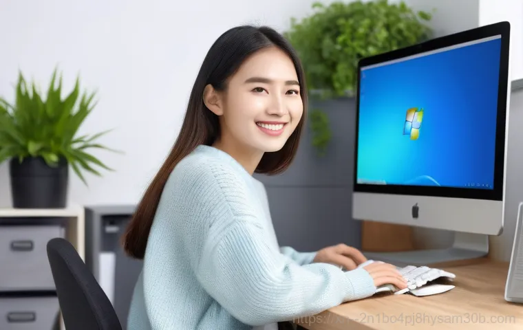 신도림 출장방문윈도우 windows 설치 - **Scene:** A competent male computer technician, wearing a practical work shirt with rolled-up sleev...