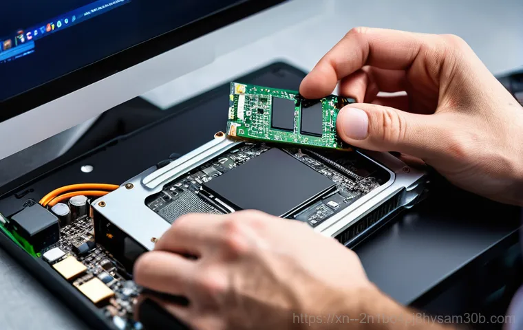 다동 a disk read error occurred - A person, wearing a casual t-shirt and jeans, is meticulously inspecting the internal components of ...