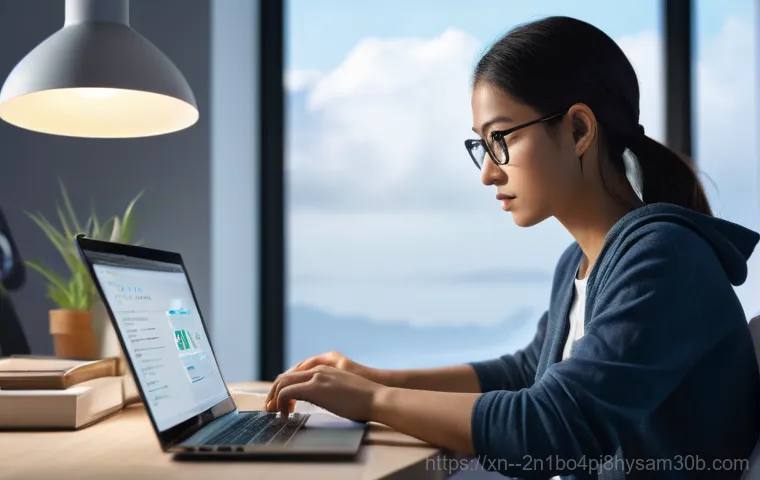 인헌동 STATUS_SYSTEM_LICENSE_INVALID - A young adult (wearing casual attire) sits at a cluttered desk, looking at a computer monitor displa...