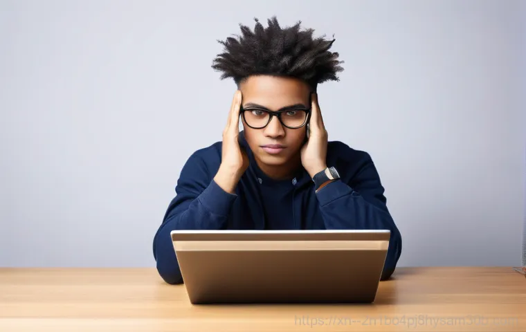 예장동 SOFTWARE_EXCEPTION - **Prompt 1: The Frustration of an Unexpected Software Exception**
    A close-up of a person, lookin...