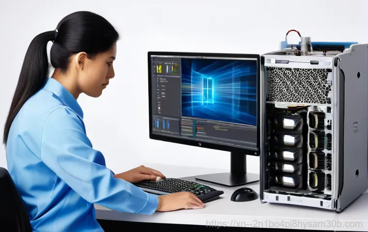 영등포동 워크스테이션출장방문수리점 - **Prompt 2: On-site Workstation Repair in a Professional Setting**
    A competent and friendly male...
