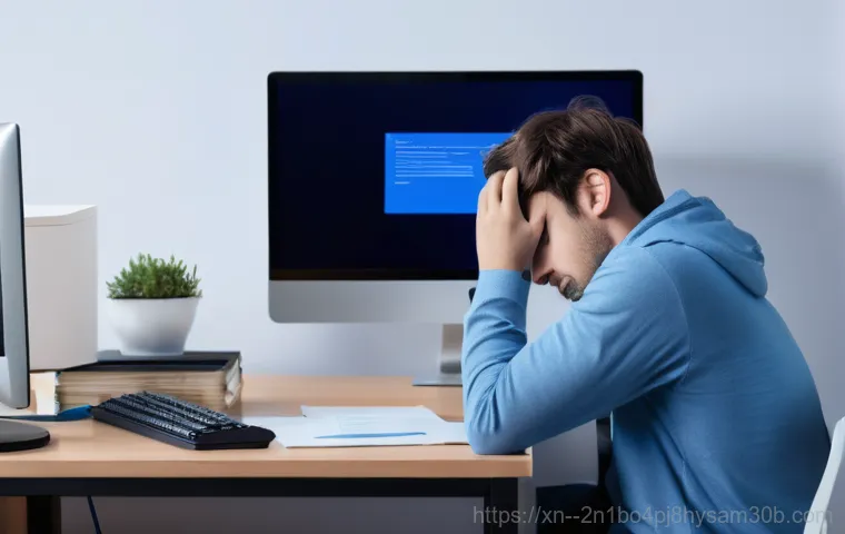 서강동 HARDWARE_INTERRUPT_STORM - Image Prompt 1: The Blue Screen of Despair**