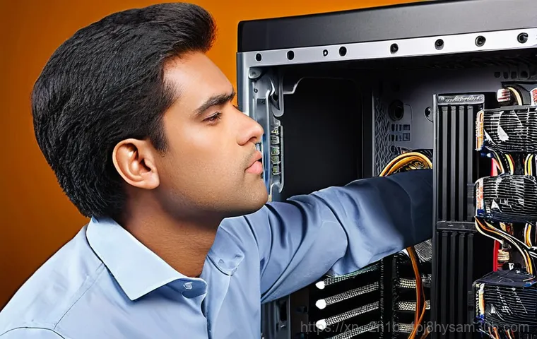 송천동 모니터화면 안나옴 - **Prompt 2: Re-seating a Graphics Card in an Open PC Case**
    A person, appearing to be in their m...