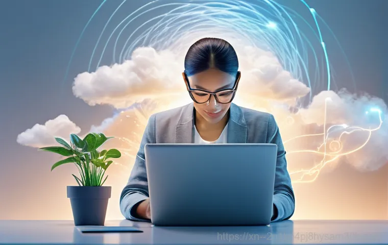 묵동 STATUS_DISK_FULL - **Prompt:** A focused person (gender-neutral, adult) sits at a desk, their hand on a computer mouse,...