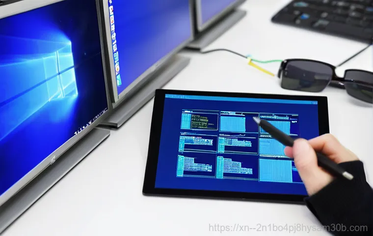 행주동 블루스크린 - **Prompt 2: Abstract Hardware/Software Conflict Leading to Blue Screen**
    "An abstract, stylized ...