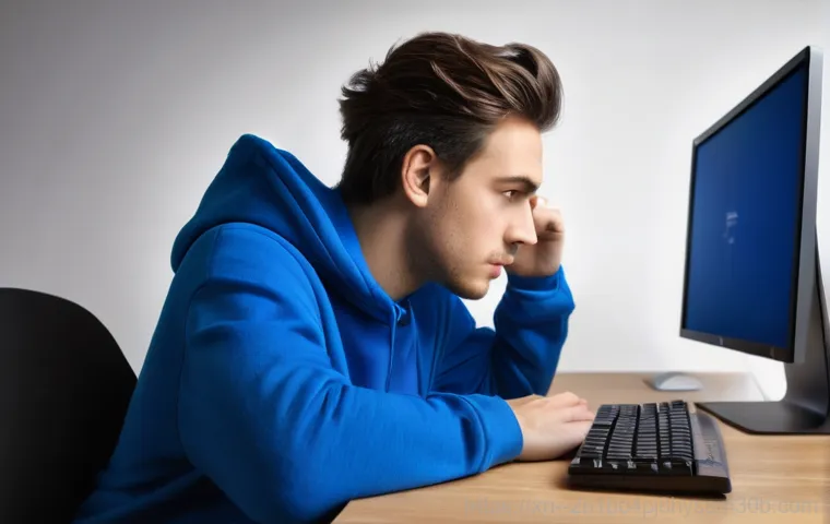 덕은동 STATUS_PRIVILEGED_INSTRUCTION - Image Prompt 1: Frustration with the Blue Screen**