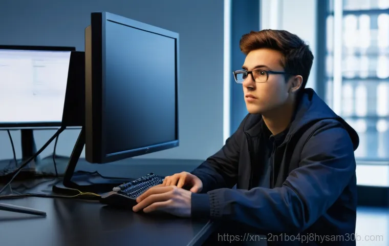 역동 DEVICE_DRIVER_MISMATCH - **Prompt 1: Sudden Blue Screen Despair**
    A young adult, either male or female, sits slumped in a...