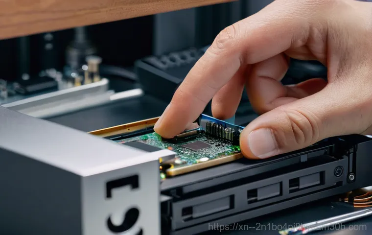 효자동 맥미니 판매 및 수리 - A person, visibly concerned, is carefully examining a glowing Mac mini on a clean desk. The Mac mini...