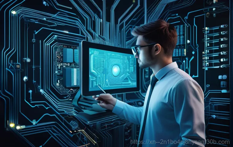 평창동 STATUS_KERNEL_THREAD_FAILURE - A person sitting in front of a computer screen that emits a soft blue glow, symbolizing a critical s...