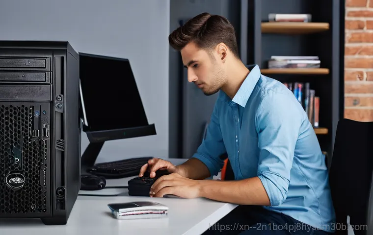 화정동 STATUS_DISK_READ_FAILURE - A young adult (male or female) in their late 20s or early 30s, sitting at a desk in a cozy, slightly...