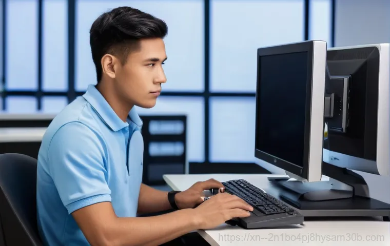 용강동 STATUS_KERNEL_BOOT_DRIVE_ERROR - A person in their late 30s, wearing a plain t-shirt and jeans, is meticulously examining the interna...