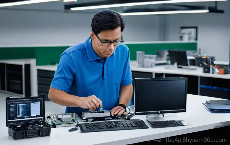 창신동 워크스테이션출장방문수리점 - **Image Prompt 1: Unexpected Workstation Failure and Timely Arrival of a Technician**
    A highly d...