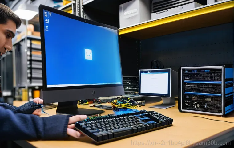 충무로 블루스크린 - **Image Prompt 1: Blue Screen Dread**
    A young adult, possibly a university student or office wor...