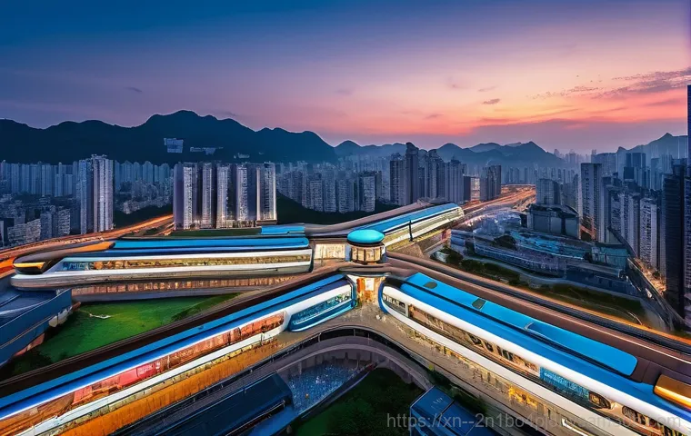 청량리동 STATUS_INVALID_OBJECT - Prompt 1: Futuristic Transportation Hub and Dynamic Skyline**