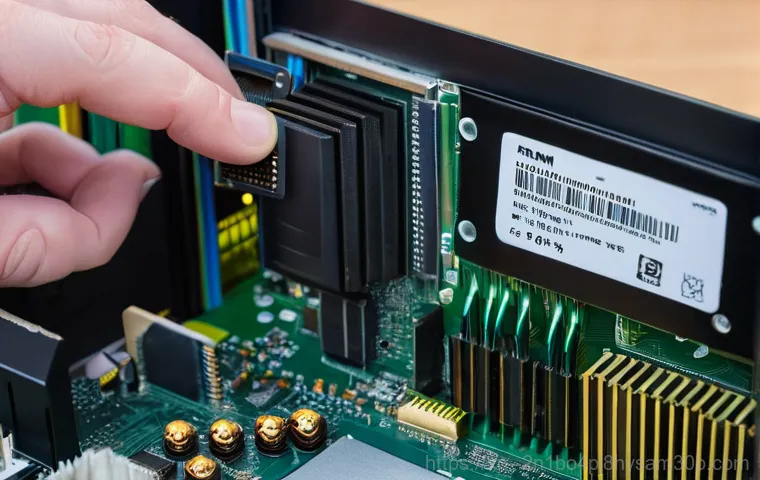 쌍령동 RAM조립 및 교체수리 - An abstract, high-tech representation of a computer's memory (RAM) as a vast, efficient digital work...