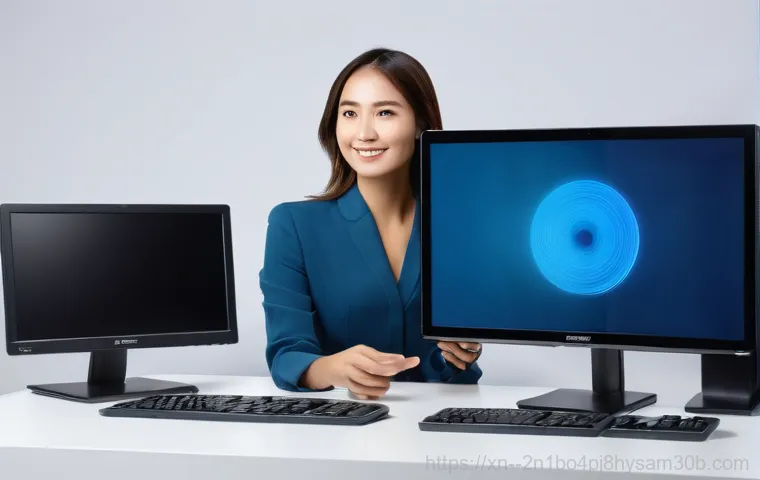 초동 중고컴퓨터 pc 출장판매설치 - A professional computer technician, wearing a neat branded polo shirt, meticulously installs a used ...