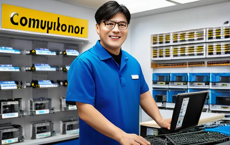 현저동 메모리조립 및 교체수리 - A professional computer technician, wearing a clean, branded polo shirt and an anti-static wrist str...