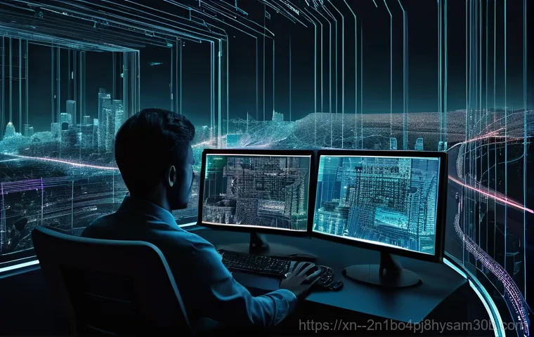 회현동 STATUS_KERNEL_RESOURCE_ERROR - A digital art illustration depicting a computer monitor displaying a vibrant, yet ominous, blue scre...