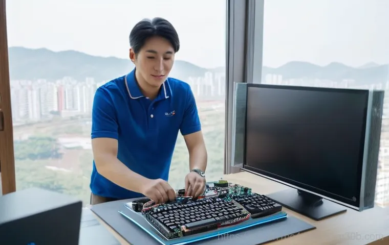 과천시 조립컴퓨터 pc 출장판매설치 - Image Prompt 1: The Expert Arrives - On-Site PC Assembly in Gwacheon**