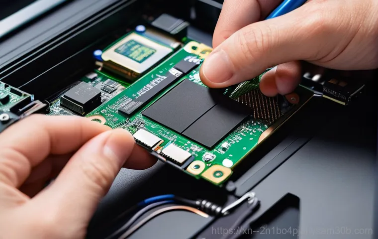청운동 all boot options are tried - A pair of hands, possibly of an IT technician or a careful computer owner, gently re-seating a RAM s...