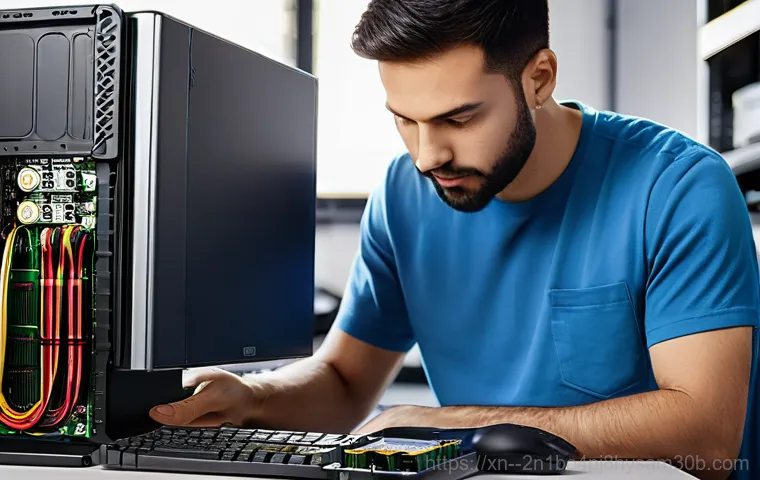 문배동 STATUS_DISK_WRITE_FAILURE - **A calm and focused person, an adult of any gender, sitting at a clean, well-organized desk in a mo...