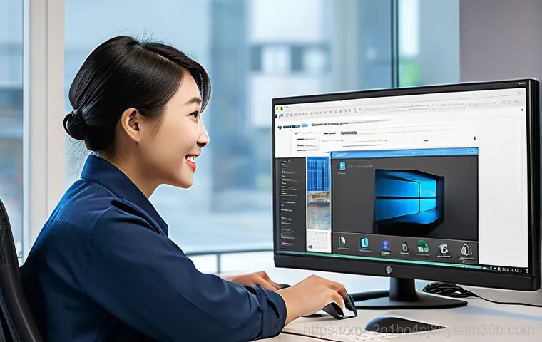 화곡동 조립컴퓨터 pc 출장판매설치 - A young woman sits at a sleek, modern desk, looking visibly overwhelmed and frustrated. In front of ...
