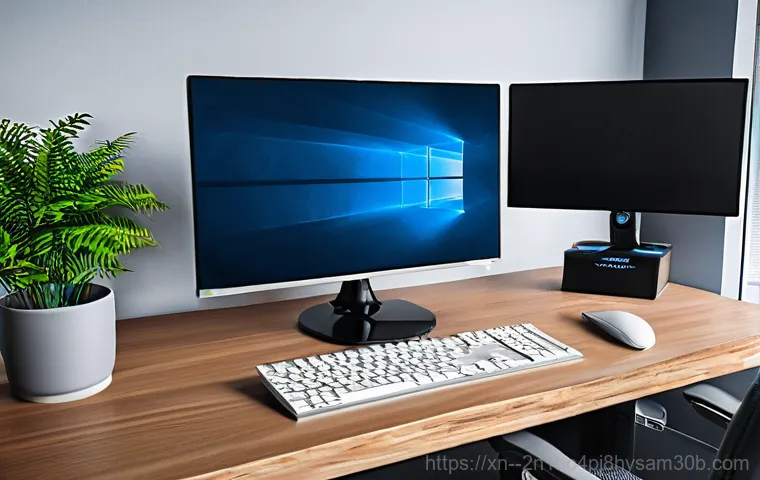 부암동 중고컴퓨터 pc 출장판매설치 - **Prompt:** An interior scene depicting a seamless on-site used computer installation in either a bu...