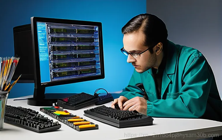초동 STATUS_KERNEL_DEBUG_FAILURE - **Prompt:** A person, appearing stressed and slightly anxious, gazes at a computer monitor displayin...