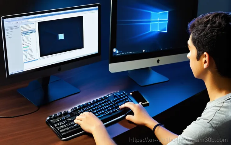 원문동 IO_DEVICE_ERROR - **Prompt:** A close-up of a computer monitor displaying a clear "IO Device Error" message in a stark...