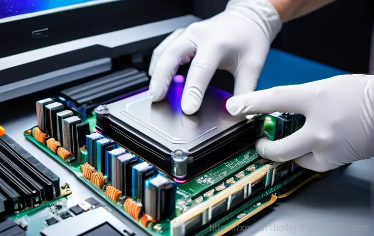 고양시 컴퓨터업그레이드 - Inside a brightly lit and tidy computer repair shop in Goyang City, South Korea. A professional male...